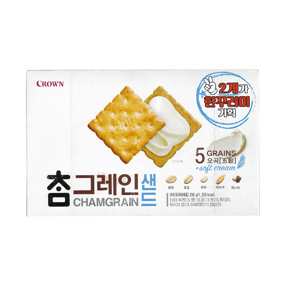 과자(참그레인샌드2번들,크라운,256g*2입)