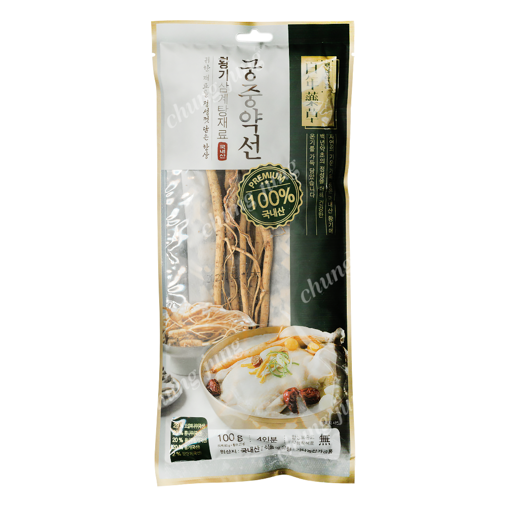삼계탕재료(궁중약선(황기),백년약초,100g,국내산)