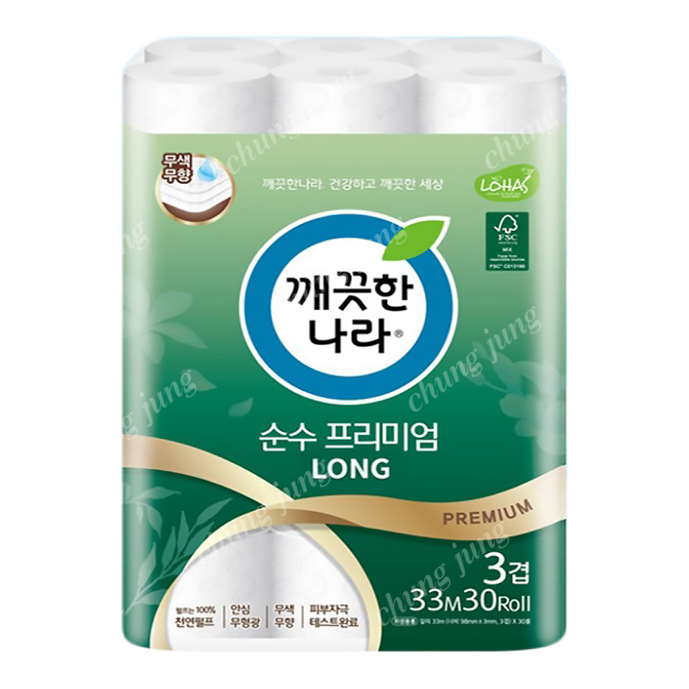 롤화장지(순수(프리미엄),깨끗한나라,30롤,33M)