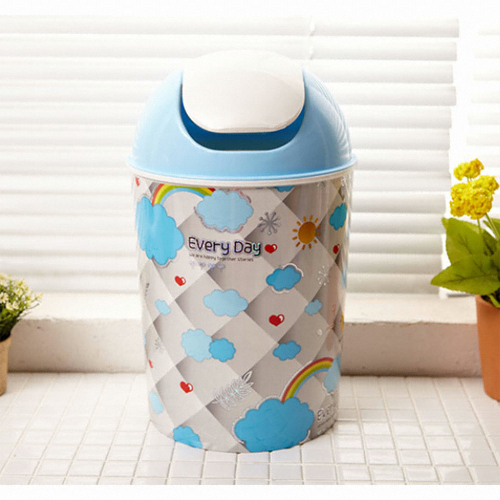 PSW/구름홀로그램원형스윙휴지통중